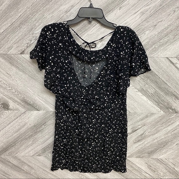 Zara | Black Star Print Ruffle Mini Dress Size Sm - Picture 10 of 15